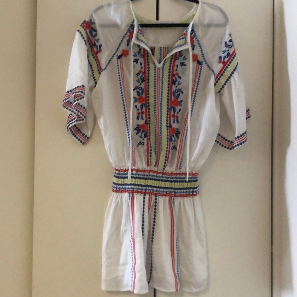 Parker embroidered smock waist dress, size small